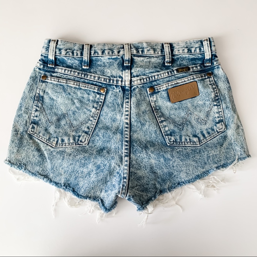 Vintage Wrangler Acid-Wash Distressed Denim Shorts